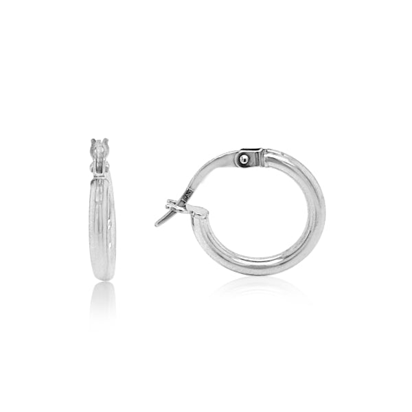 Hoop earrings in 9ct white gold - 10mm