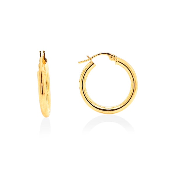 Tube hoop earrings in 9ct yellow gold- 15mm