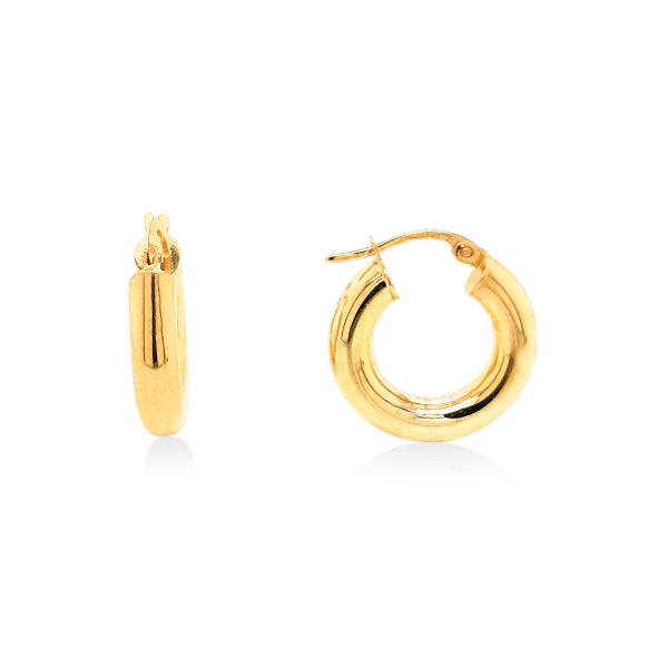 Tube hoop earrings in 9ct yellow gold - 10mm