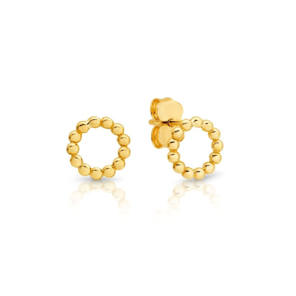 Open circle stud earrings in 9ct yellow gold