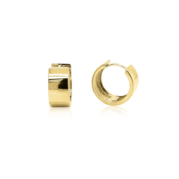 Wide huggie earrings in 9ct yellow gold - 13mm