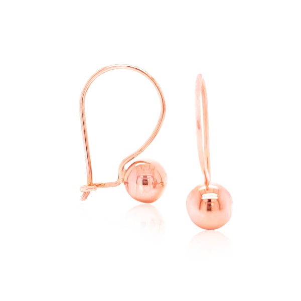 Euroball hook earrings in 9ct rose gold - 6mm