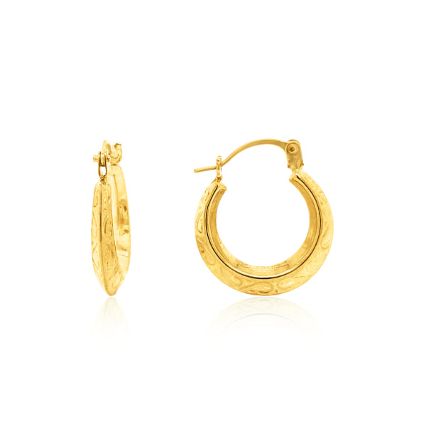 Creole hoop earrings in 9ct yellow gold - 10mm