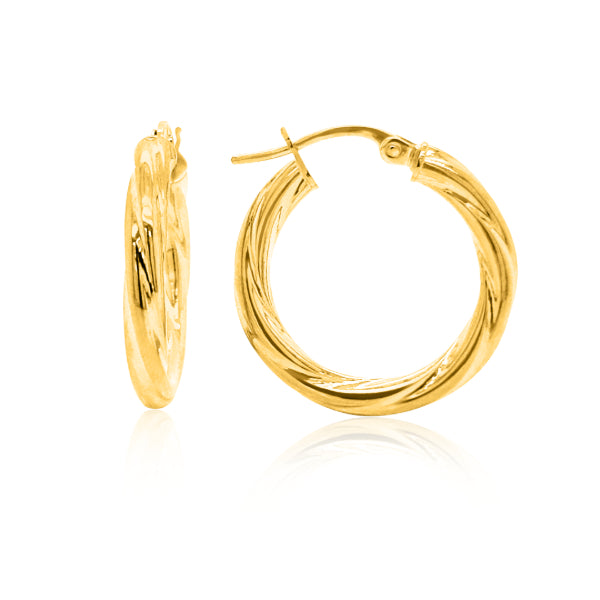Twist hoop earrings in 9ct yellow gold - 15mm