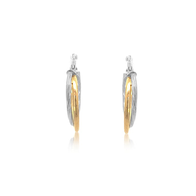 Hoop earrings in 9ct gold and white gold - 15mm Two tone
