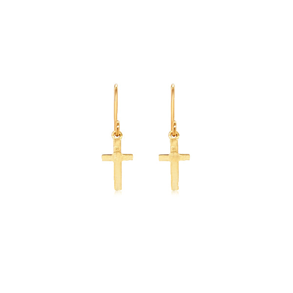 Cross drop earrings in 9ct yellow gold