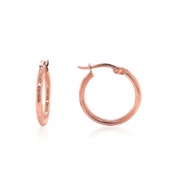 Plain hoop earrings in 9ct rose gold - 15mm