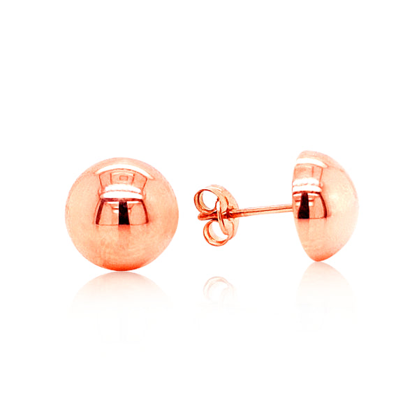 Dome stud earrings in 9ct rose gold - 10mm