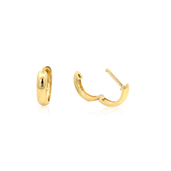 Plain huggie earrings in 9ct yellow gold - 12mm