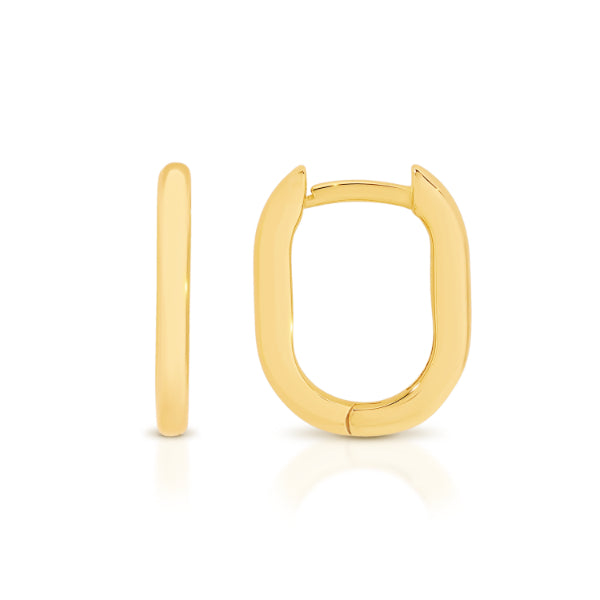 Rectangle huggie earrings in 9ct yellow gold