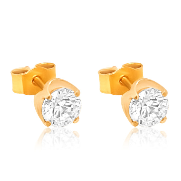 Claw set CZ stud earrings in 9ct yellow gold - 5mm