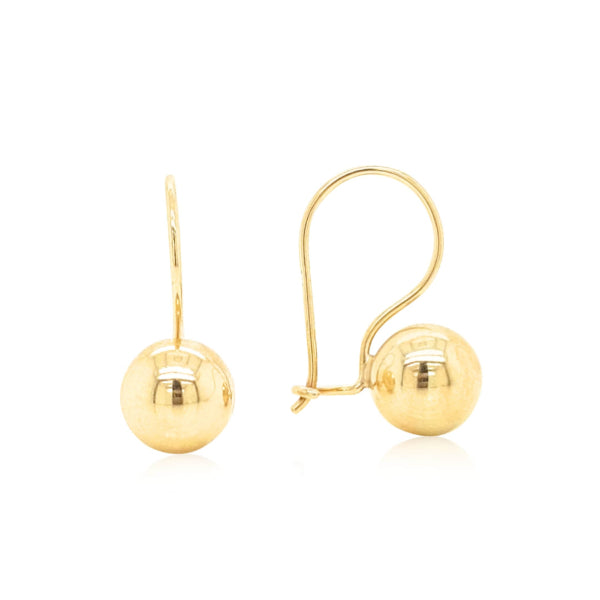 Euroball hook earrings in 9ct yellow gold - 8mm