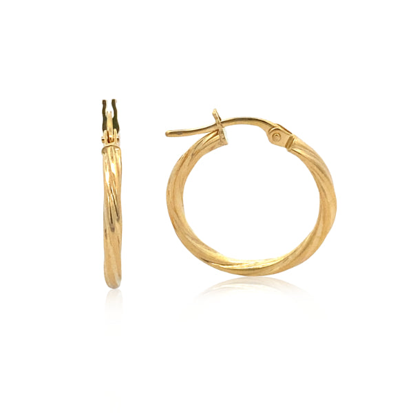 Twist hoop earrings in 9ct yellow gold - 15mm