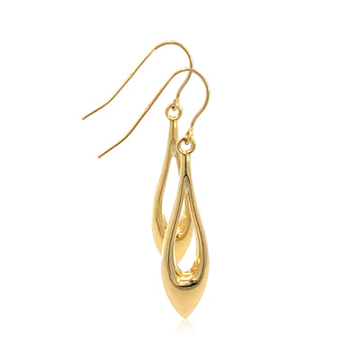 Pointed open drop earrings in 9ct yellow gold
