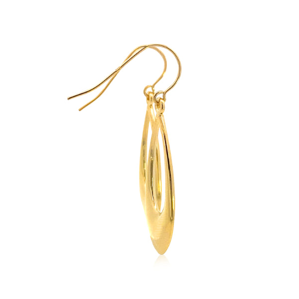 Oval open drop earrings on hooks in 9ct yellow gold