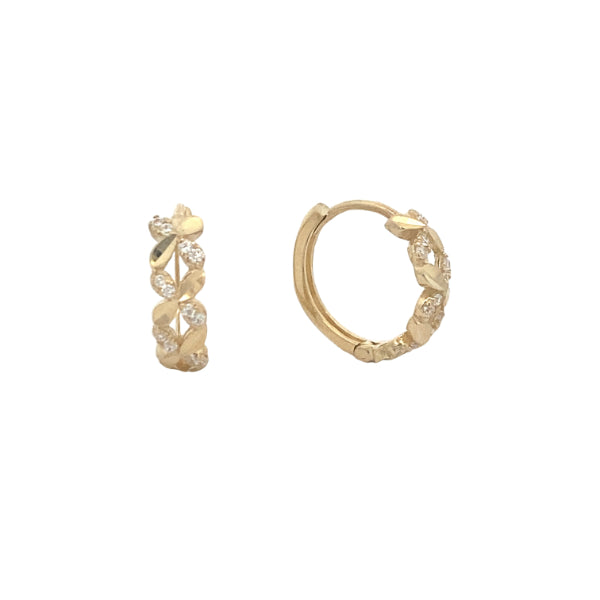 CZ flower huggie earrings in 9ct yellow gold