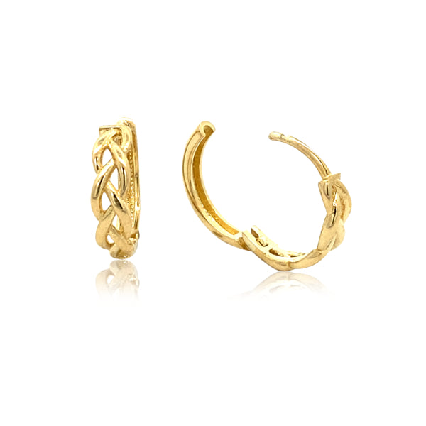 Celtic huggie earrings in 9ct yellow gold
