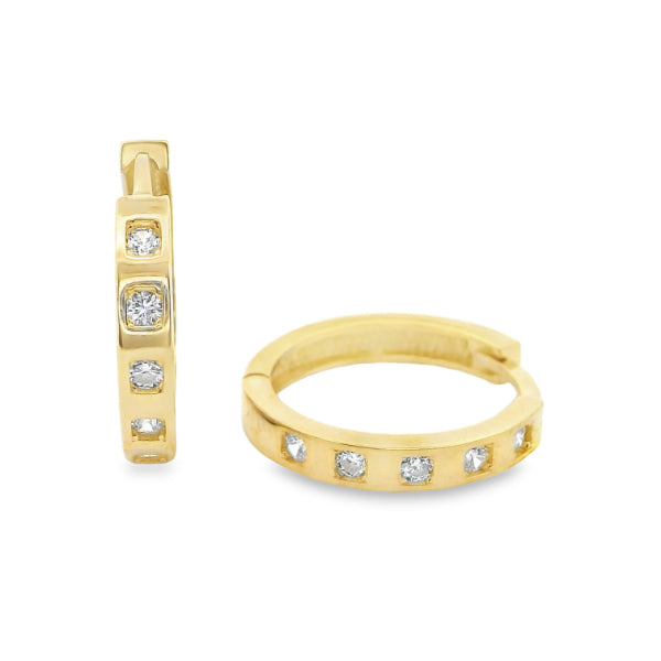 CZ huggie earrings in 9ct yellow gold