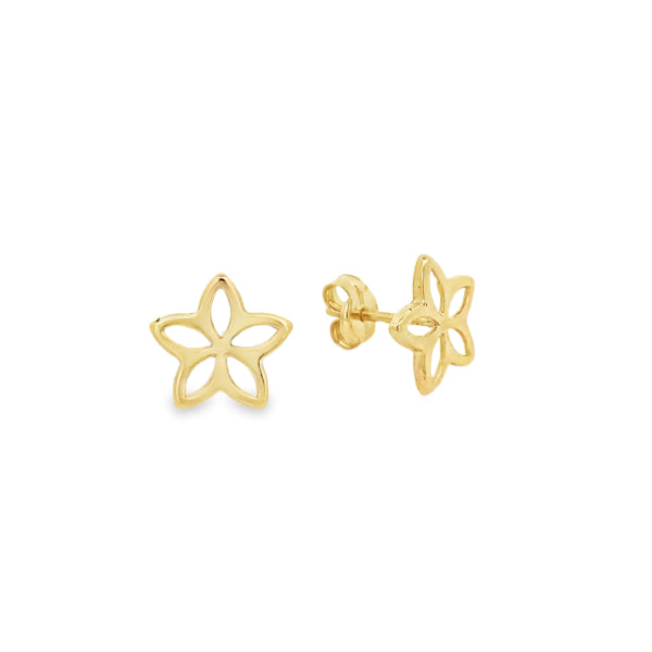 Open flower studs in 9ct yellow gold