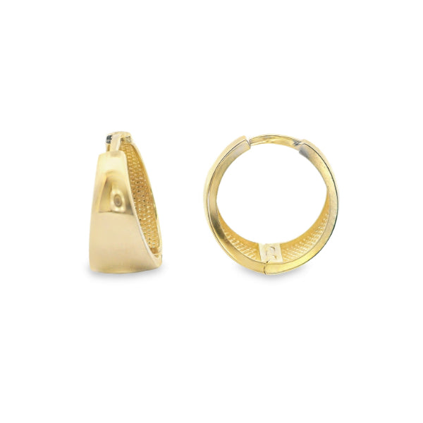Tapered hinged huggie earrings in 9ct yellow gold - 13mm