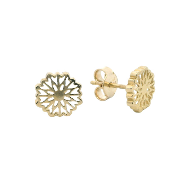 Gold flower stud earrings in 9ct yellow gold