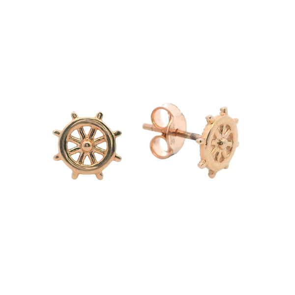 Ships wheel stud earrings in 9ct rose gold