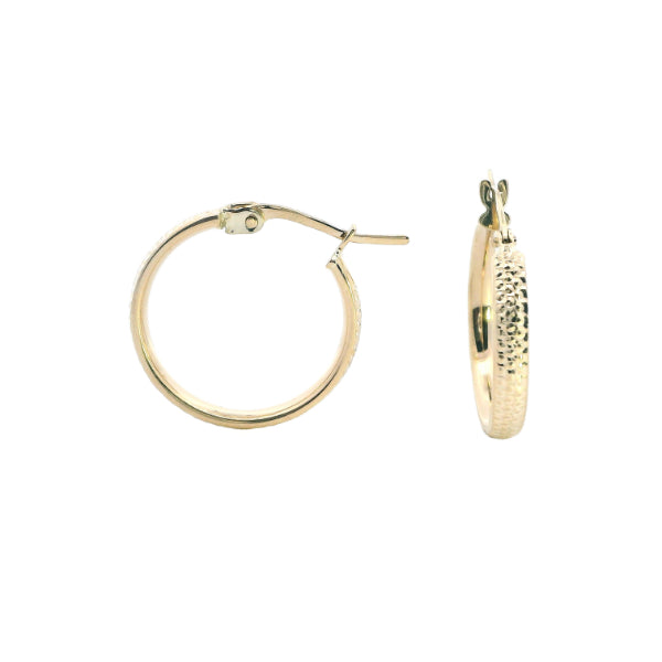 Hoop earrings with diamond cut finish in 9ct yellow gold