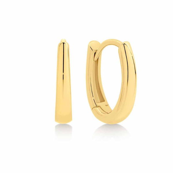 Oval huggie earrings in 9ct yellow gold