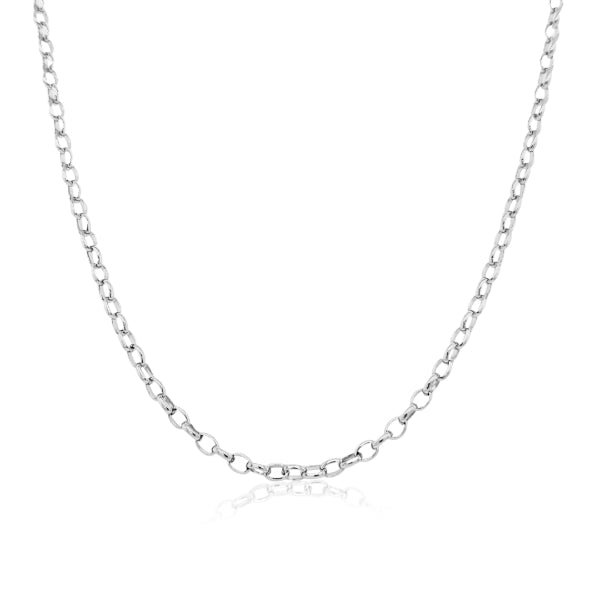 Light oval belcher chain in 9ct white gold - 45cm
