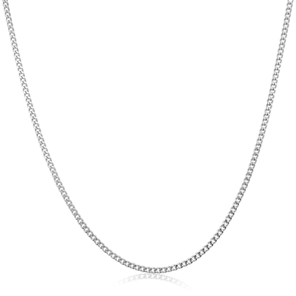 Fine diamond cut curb chain in 9ct white gold - 45cm