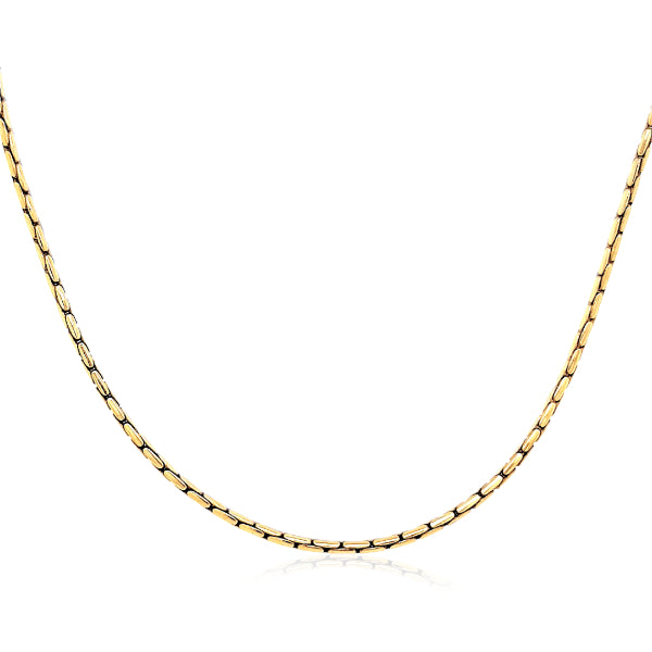 Round hammered cable chain in 9ct yellow gold - 45cm