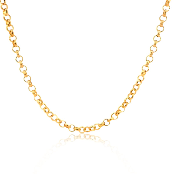 Medium round belcher chain in 9ct yellow gold - 50cm