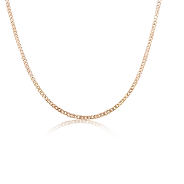 Fine diamond cut curb chain in 9ct yellow gold - 50cm