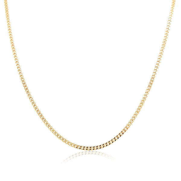 Medium diamond cut curb chain in 9ct yellow gold - 50cm