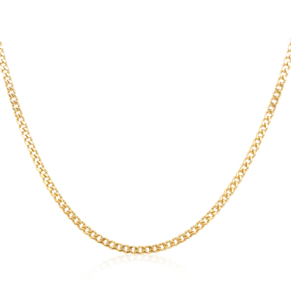 Light diamond cut curb in 9ct yellow gold - 55cm