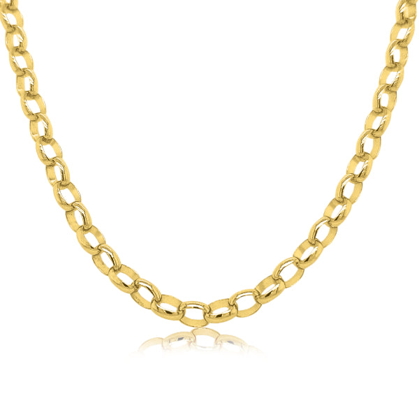Medium oval belcher chain in 9ct yellow gold - 50cm