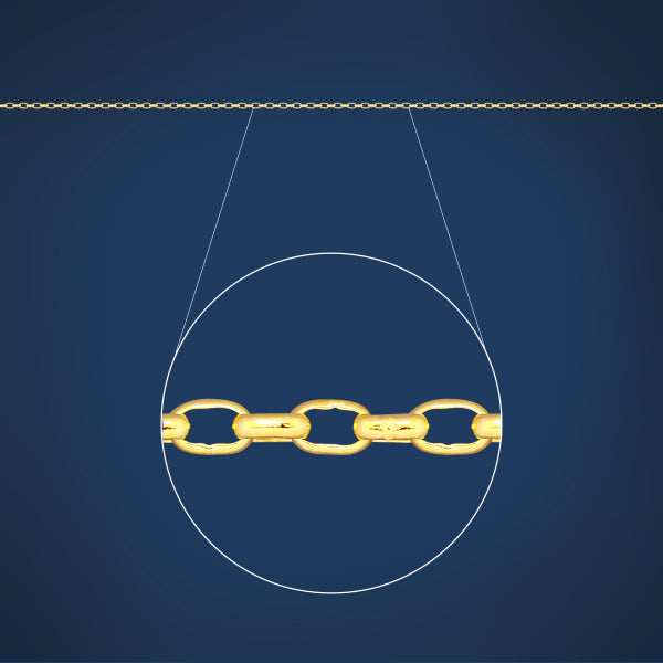 Fine oval belcher chain in 9ct yellow gold - 50cm