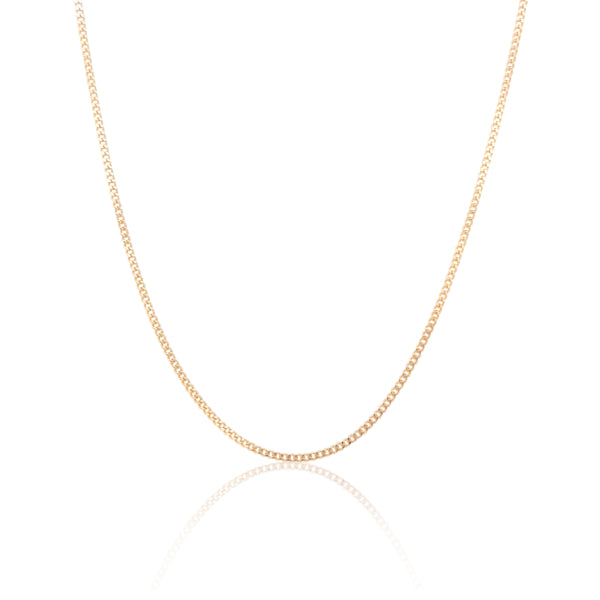 Fine diamond cut curb chain in 9ct yellow gold - 45cm