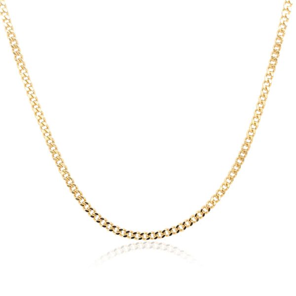 Light diamond cut curb chain in 9ct yellow gold - 40cm