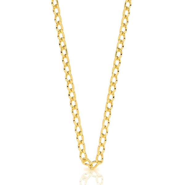 Diamond cut curb chain in 9ct yellow gold - 40 + 5cm