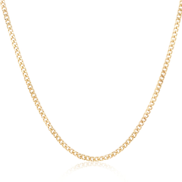 Light diamond cut curb chain in 9ct yellow gold - 50cm