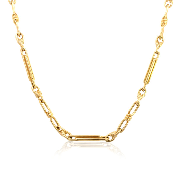 Gold fancy double paperclip & twist link chain - 50cm