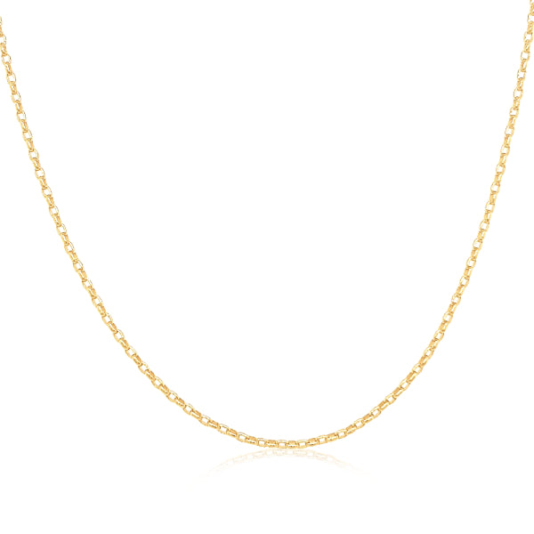 Fine oval belcher chain in 9ct yellow gold - 45cm