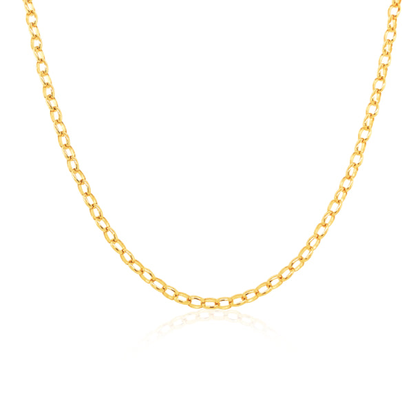 Fine oval belcher chain in 9ct yellow gold - 45cm
