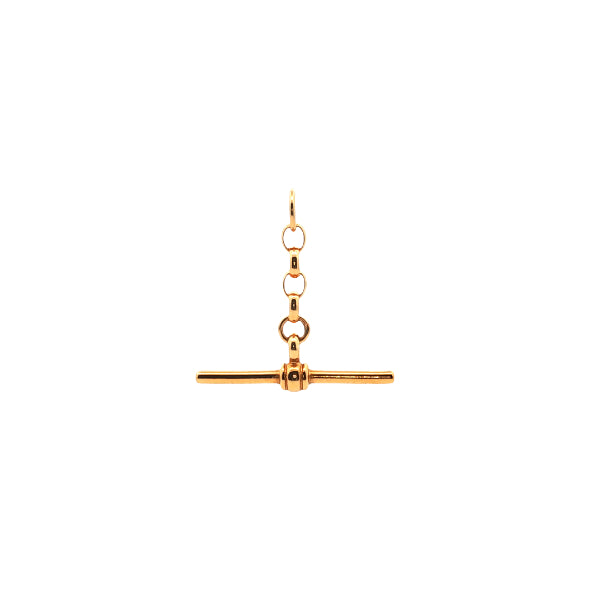 T-bar pendant with oval belcher links in 9ct yellow gold
