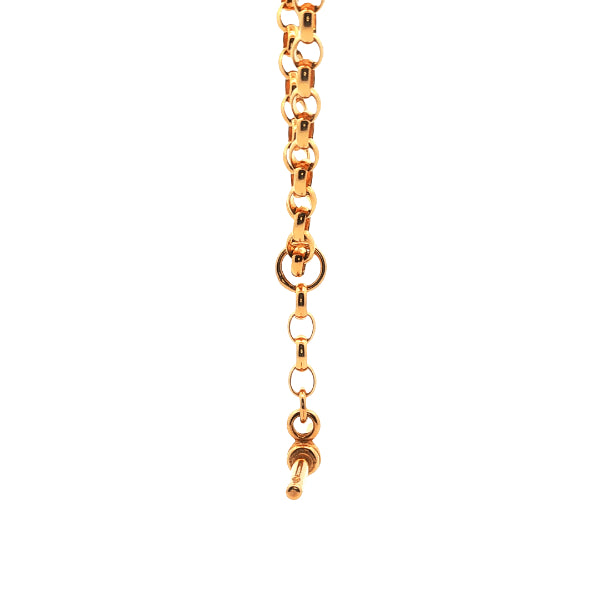 T-bar pendant with oval belcher links in 9ct yellow gold