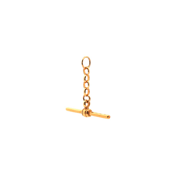 T-bar pendant with oval belcher links in 9ct yellow gold