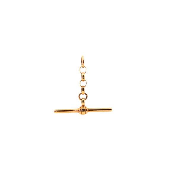 T-bar pendant with oval belcher links in 9ct yellow gold