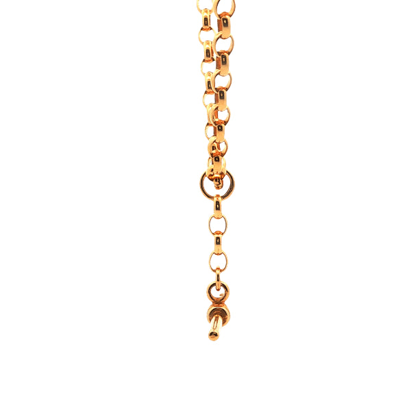 T-bar pendant with oval belcher links in 9ct yellow gold