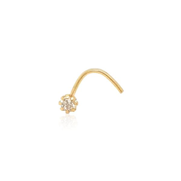 CZ nose stud in 9ct yellow gold